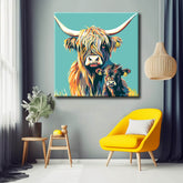 Malen nach Zahlen Highland Hochland Rind Mutter und Baby